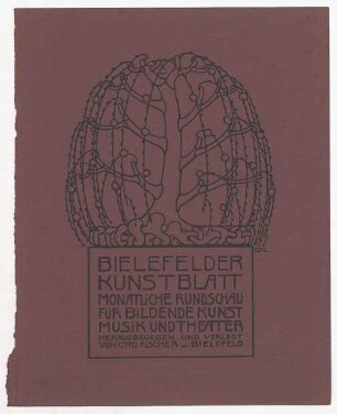 Cover "Bielefelder Kunstblatt" : Stilisierter Baum mit Wurzelgeflecht, darunter Schriftblock; signiert