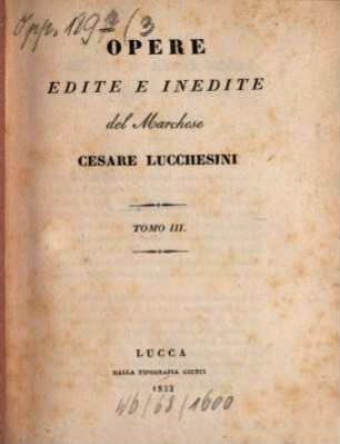 Opere edite e inedite, 3