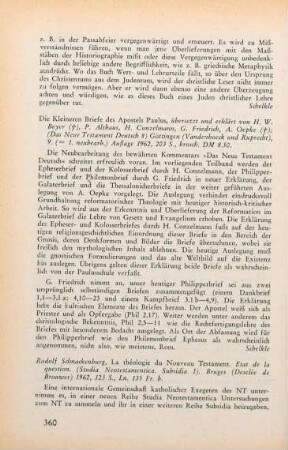 360-361 [Rezension] Schnackenburg, Rudolf, La théologie du nouveau testament