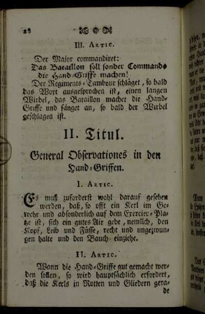 II. Titul. General Observationes in den Hand-Griffen.