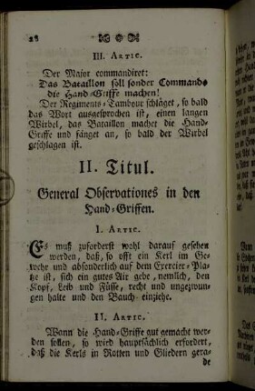 II. Titul. General Observationes in den Hand-Griffen.