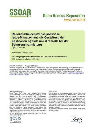 Rational‐Choice und das politische Issue‐Management: die Gestaltung der politischen Agenda und ihre Rolle bei der Stimmenmaximierung