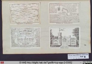 Umgegend des Ferdinandsbades; Grundplan des Ferdinandsbades; die Visitenkarte des Besitzers Carl Ferdinand Meier; Wilhelms-Cursaal