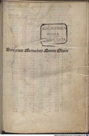 Breviarium Benedictinum congregationis sanctae Mariae Montis Oliveti : [1-5], [1]. Kalendarium