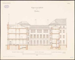 Regierungsgebäude, Aachen: Aufriss Querschnitt 1:100