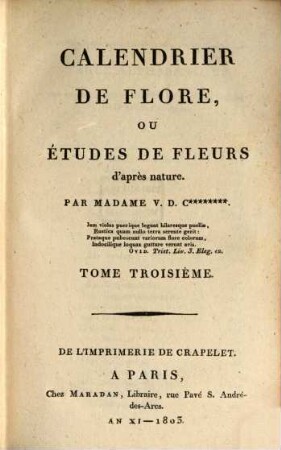 Calendrier de flore, ou études de fleurs d'après nature, 3