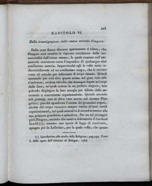 Capitolo VI. Delle trasmigrazione delle anime seconde Pitagora.