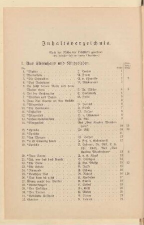 Inhaltsverzeichnis. Nach der Reihe der Lesestücke geordnet