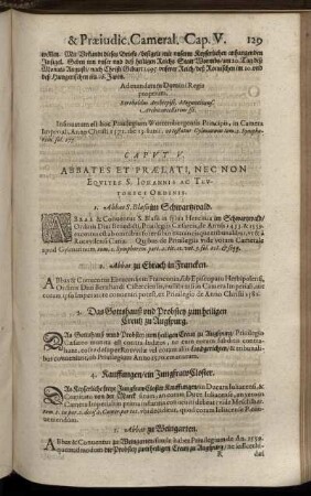 Caput V. Abbates Et Praelati, Nec Non Equites S. Johannis Ac Teutonici Ordinis
