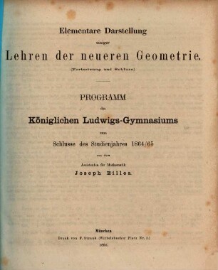 Programm des K. Ludwigs-Gymnasiums in München : für das Studienjahr .... 1864/65 (1865)