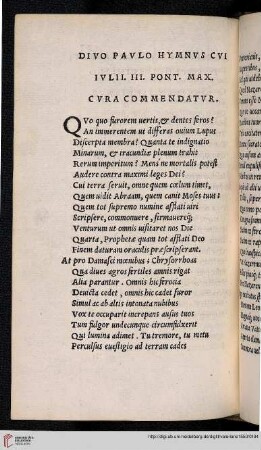 Divo Pavlo Hymnvs cvi Ivlii III. Pont. Max. cvra commendatvr