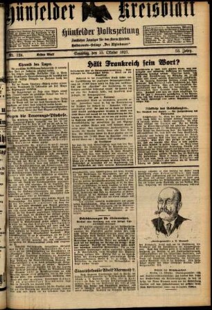Erste Ausgabe vom Samstag, den 15. Oktober 1927.