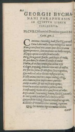 Georgii Buchanani Paraphrasis In Quintum Librum Psalmorum.