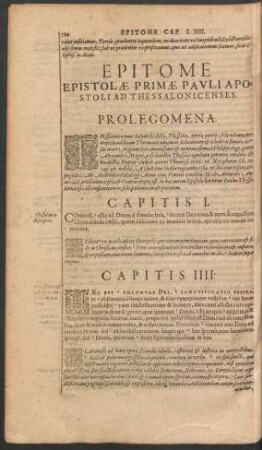 Epitome Epistolae Primae Pauli Apostoli Ad Thessalonicenses.