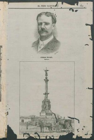 [Grabado de] Perú - Monumento al 2 de Mayo en Lima