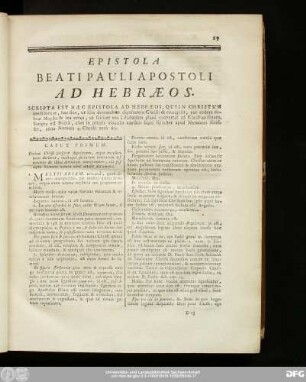 Epistola Beati Pauli Apostoli Ad Hebraeos.
