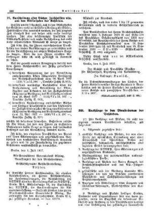 Aushänge in den Diensträumen der Behörden : [Allgemeine Verwaltungssachen] ; [Für das Reich] ; [Amtliche Erlasse] ; [Amtlicher Teil]