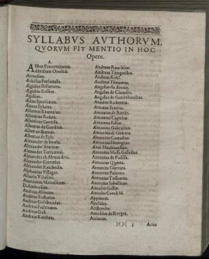 Syllabus Authorum, Quorum Fit Mentio In Hoc Opere.