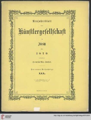 30: Neujahrsblatt der Künstlergesellschaft in Zürich
