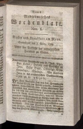Nro. X. Sonnabend den 7. März, 1789.