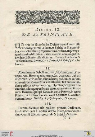 Disput. IX: De S.S. Trinitate