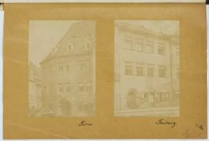 Haus am Markt, Pirna / Wohnhaus, Freiberg: Ansichten (aus: Skizzen- und Fotoalbum 17)