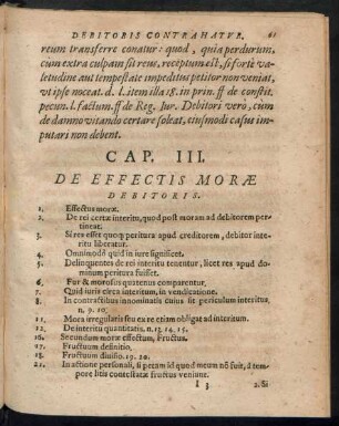 Cap. III. De Effectis Morae Debitoris.