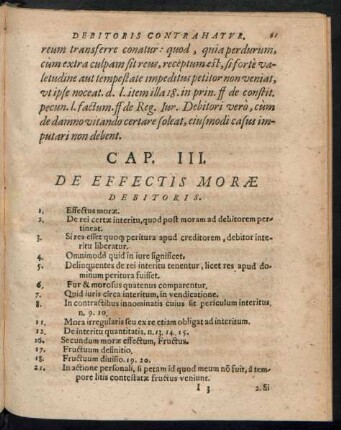 Cap. III. De Effectis Morae Debitoris.