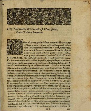 Ad J. A. Dorsch, de atheismo qui Dn. Christiano Thomasio ... a quibusdam imputatur, epistola