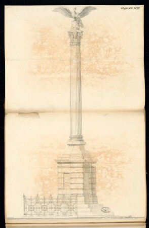 Gefallenendenkmal, Mühlhausen Monatskonkurrenz August 1878: Aufriss Vorderansicht