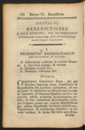 Sectio VI. Benedictiones A Solis Episcopis, Vel Sacerdotibus ...