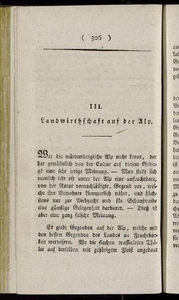III. Landwirthschaft auf der Alp