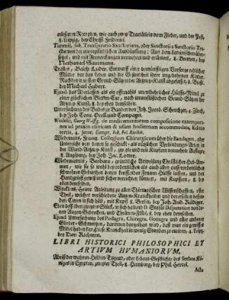 Libri Historici Philosophici Et Artium Humaniorum.