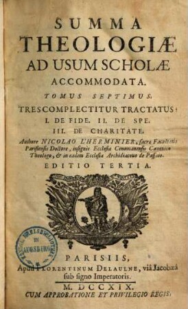 Summa theologiae : ad usum scholae accomodata, 7