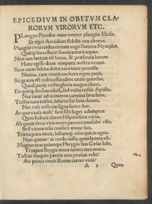 Epicedium In Obitum Clarorum Virorum Etc.