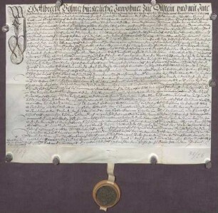 Gültbrief des Albrecht Vollmer und seiner Frau Dorothea von Dillstein gegen die geistliche Verwaltung von Pforzheim