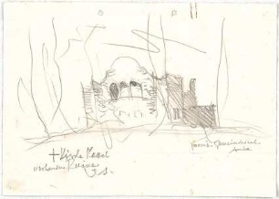 Gsaenger, Gustav; Kassel (Hessen); Kreuzkirche, Wiederaufbau - vorhandene Ruine u. provisorischer Gemeindesaal (Studie)