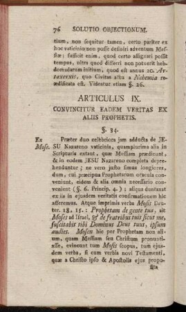 Articulus IX. Convincitur Eadem Veritas ex Aliis Prophetis.