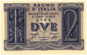 Geldschein, 2 Lire, 14.11.1939