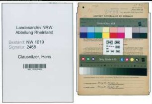 Entnazifizierung Hans Clausnitzer , geb. 25.11.1910 (Mechaniker)