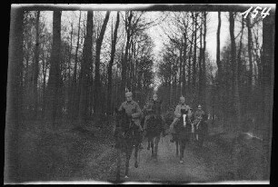 Wallonische Region (Belgien): Ritt der Kavallerie durch einen Wald (5./2. Schwere-Reiter-Regiment auf dem Marsch durch Belgien")