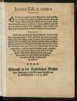 Ireneus Lib. 5. contra Valentinia: