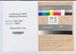 Entnazifizierung Fritz Blumenthal, geb. 26.07.1900 (Buchhalter)