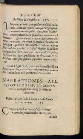 Narrationes Aliquot Iocosae, Et Lectu utiles, Lucae Loßii Lunaeburg. et aliorum Autorum.