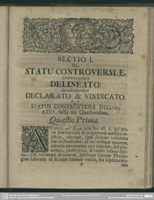 Sectio I. De Statu Controversiae