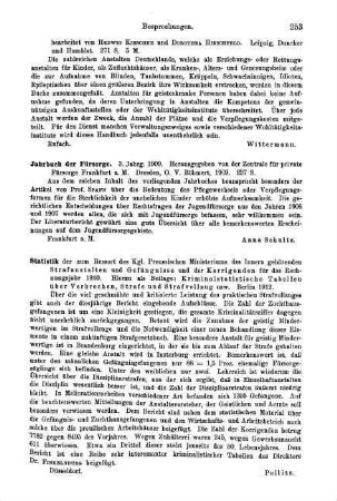 253, Jahrbuch der Fürsorge. 3. Jahrg. 1909