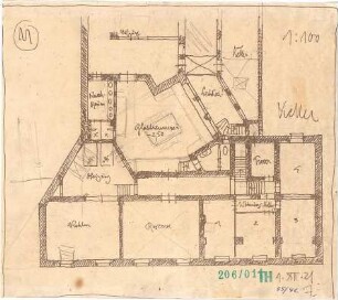 Fischer, Theodor; München; Mayr'sche Hofkunstanstalt - Grundriss Keller