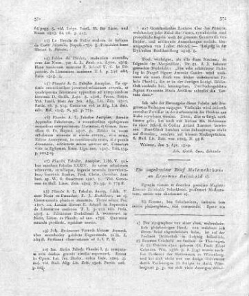 Ein ungedruckter Brief Melanchthons an Erasmus Reinhold.