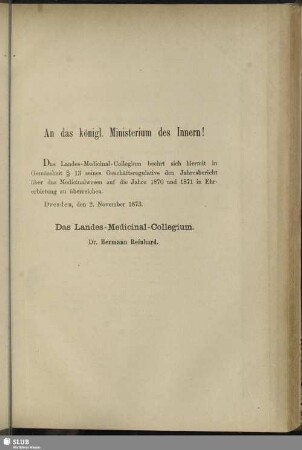 An das königl. Ministerium des Innern!