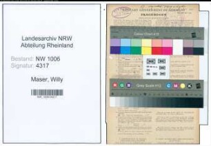Entnazifizierung Willy Maser , geb. 20.02.1906 (Zollbeamter)